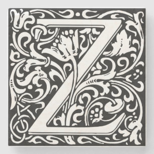 Brev Z Medieval Monogram Art nouveau Underlägg Sten
