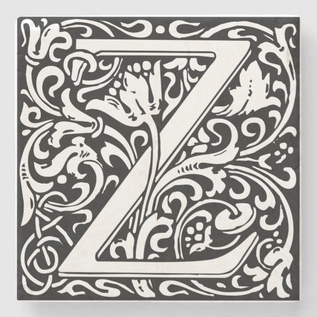Brev Z Medieval Monogram Art nouveau Underlägg Sten (Framsidan)