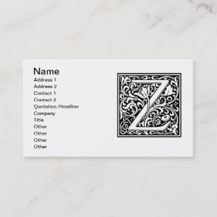 Brev Z Medieval Monogram Art nouveau Visitkort
