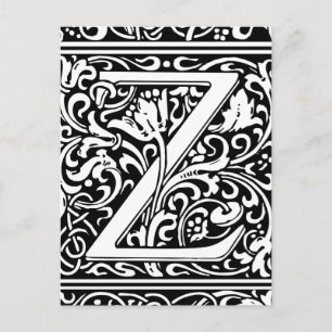Brev Z Medieval Monogram Art nouveau Vykort