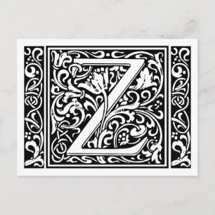 Brev Z Medieval Monogram Art nouveau Vykort