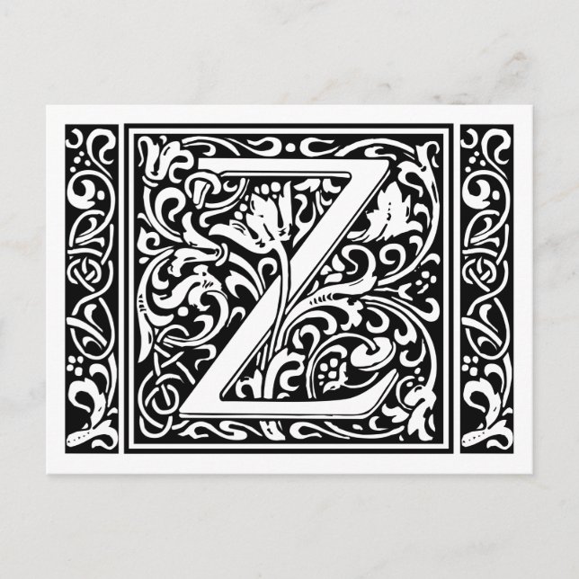 Brev Z Medieval Monogram Art nouveau Vykort (Framsida)