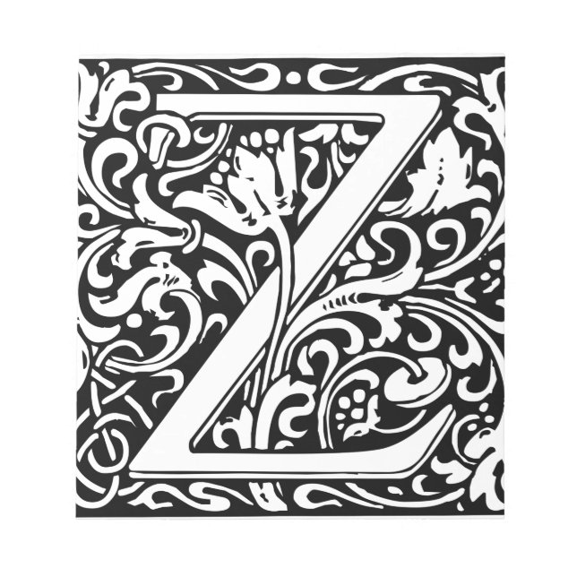 Brev Z Medieval Monogram Vintage Inledande Anteckningsblock (Framsida)