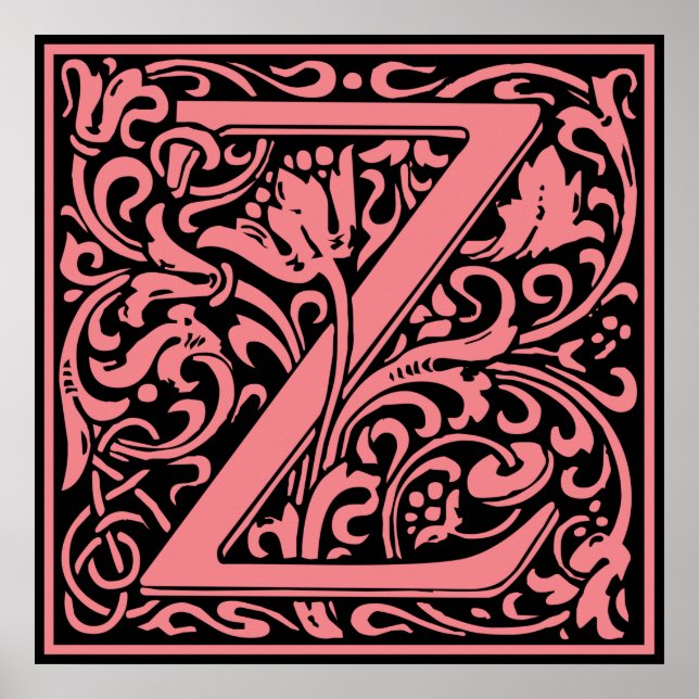 Brev Z Medieval Monogram Vintage Inledande Poster (Framsidan)
