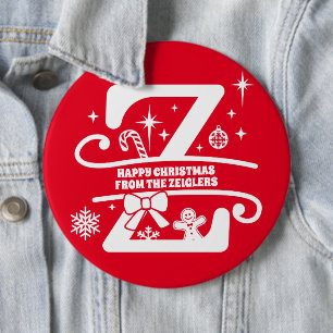 Brev Z Monogram första familjen Namn Hälsning Knapp