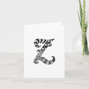 Brev Z Monogram i svartvitt Anteckningskort