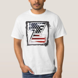 Brev Z Monogram Initial Patriotic USA flagga T Shirt