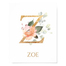 Brev Z Monogram Rosa Peach ro Nursery Poster