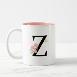 Brev Z Monogram Watercolor rosa gult Två-Tonad Mugg