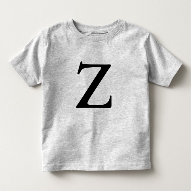 Brev Z monogrammofoniserad svartvit t-skjorta T-shirt (Framsida)