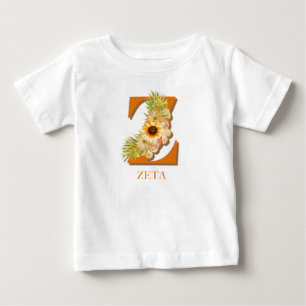 Brev Z Solrosfärgad Blommigt Monogram med Namn T Shirt