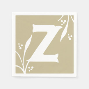Brev Z Taupe Alphabet ABC blockerar Baby Shower Be Pappersservett