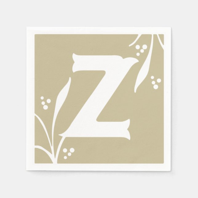 Brev Z Taupe Alphabet ABC blockerar Baby Shower Be Pappersservett (Framsidan)