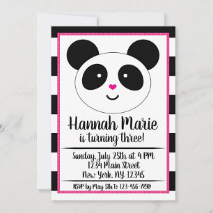 Brevad panda Party-födelsedagsinbjudan Inbjudningar
