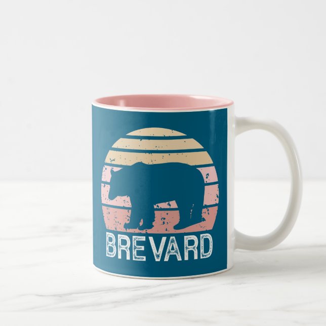 Brevard North Carolina Retro Bear Två-Tonad Mugg (Höger)