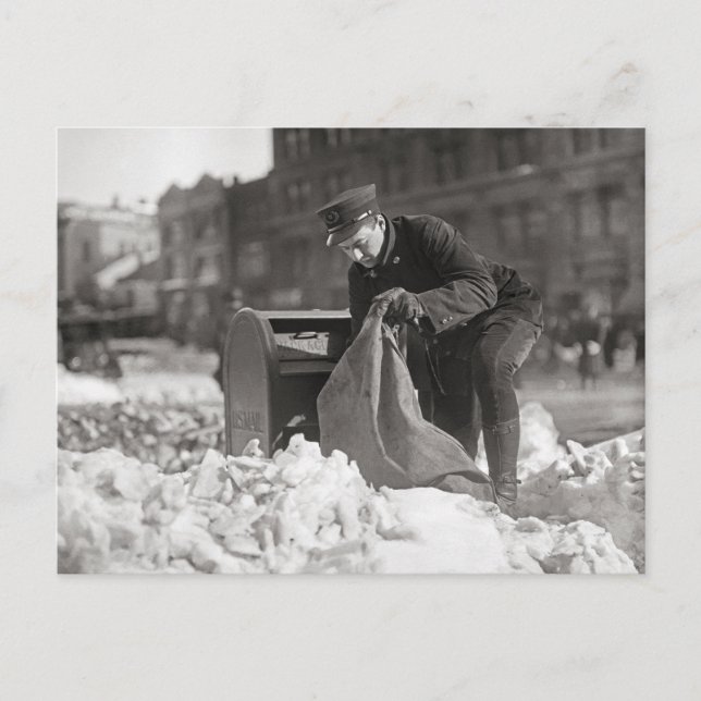Brevbärare i snön, 1922 vykort (Framsida)