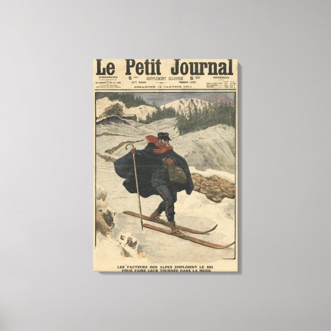 Brevbärare med skidor canvastryck (Framsida)