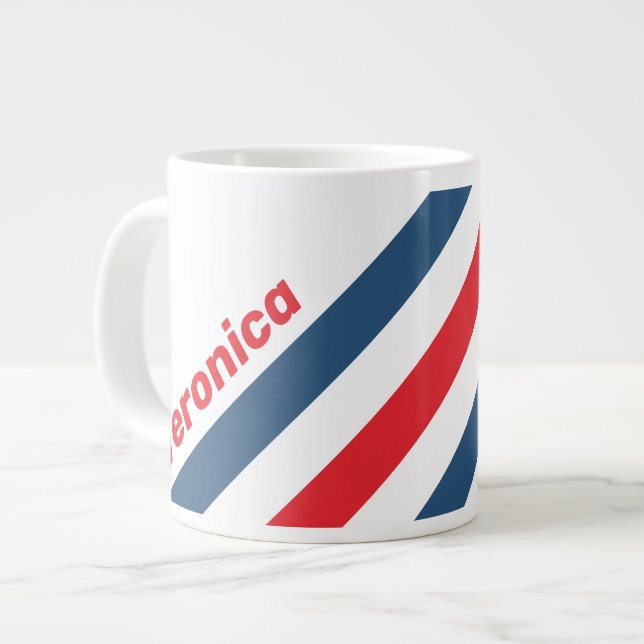 Brevbärare Nostalgiska Ränder med Namn Jumbo Mugg (Framsida vänster)