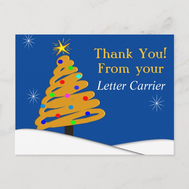 Brevbärare TACK-KORT Blå Vykort (Framsida)