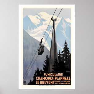 Brevent kabelbanan i Chamonix Frankrike Berg Poster