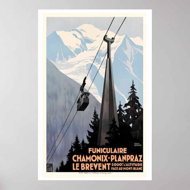 Brevent kabelbanan i Chamonix Frankrike Berg Poster (Framsidan)