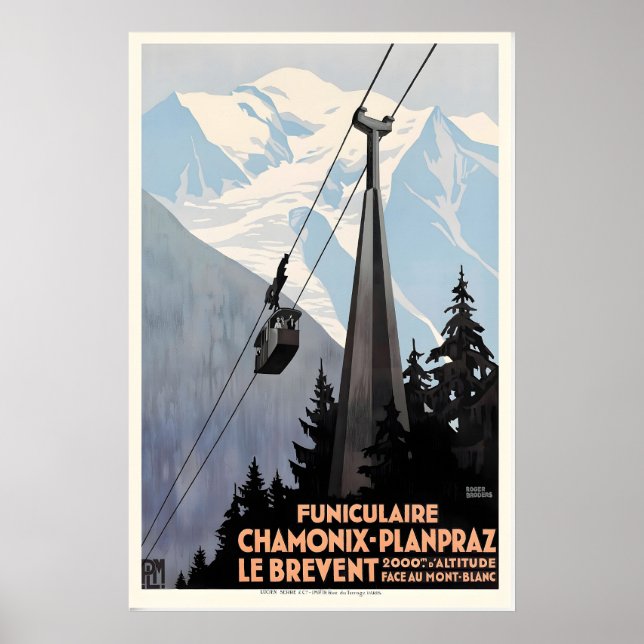 Brevent-linbanan Chamonix Mont-Blanc Frankrike Poster (Framsidan)