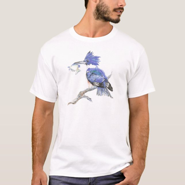 Brevfiskare - med fisk - fågelfångst tee shirt (Framsida)
