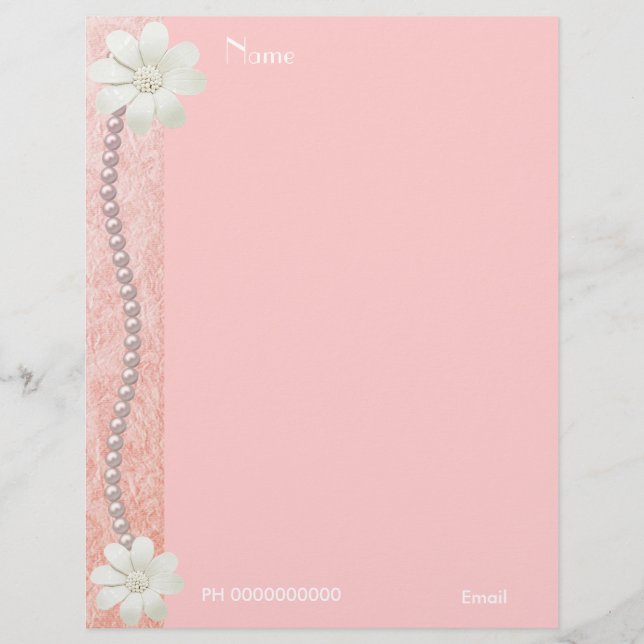 Brevhuvud Blomma Juvel Pärlor Rosa Kant 2 (Framsida)
