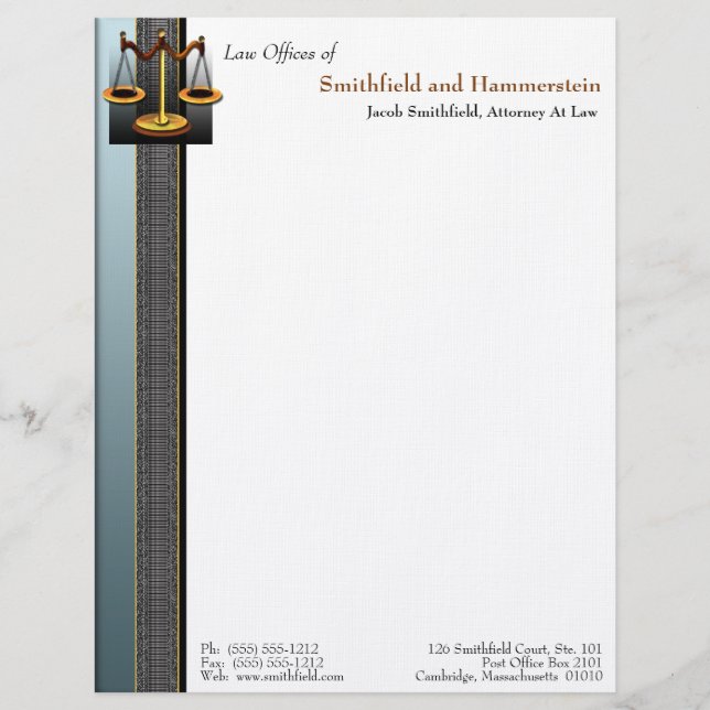 Brevhuvud för affärselegansadvokat (Framsida)