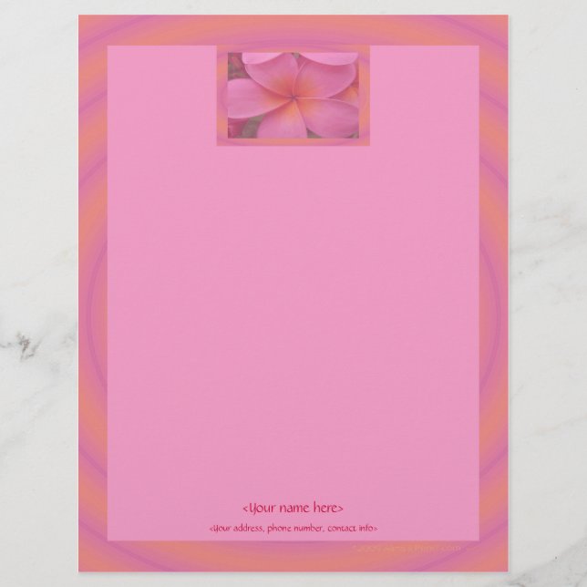 Brevhuvud för rosa Plumeria för anpassade tropisk (Framsida)