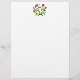 Brevhuvud med botanisk illustration