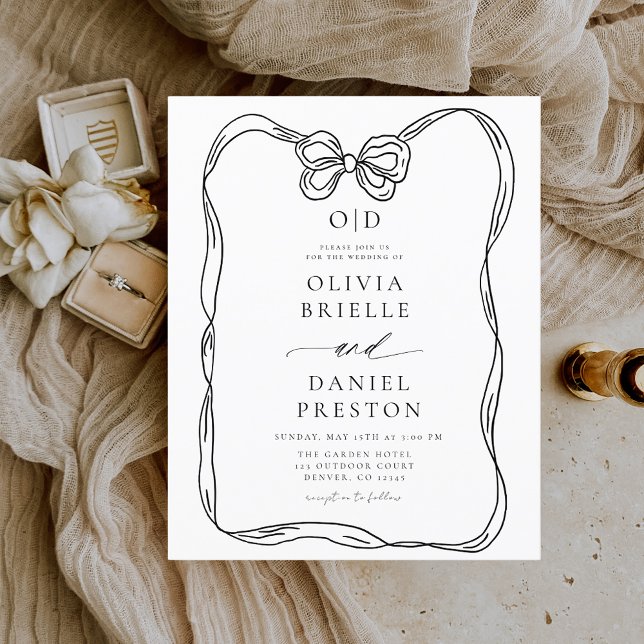 Brevinbjudan för Elegant i budgetfält - svartvitt (Skapare uppladdad)