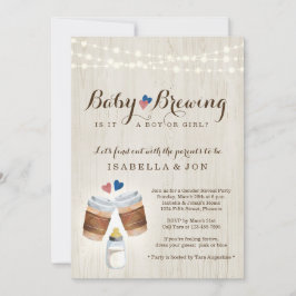 Brevkaffe eller Gender av tea-baby, Party Inv Inbjudningar