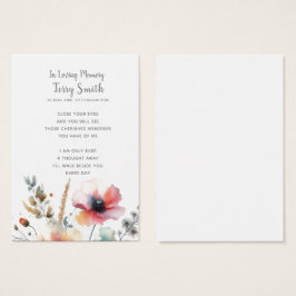 Brevkort för begravning/minnesminnesminnesminnesbö visitkort