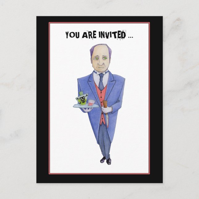 Brevkort för Butler Murder Myeff-inbjudan Inbjudan Vykort (Framsida)