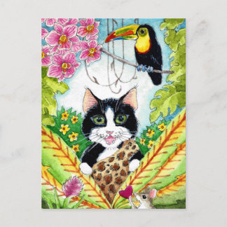 Brevkort för Cute Cat-mus eller orchid-pekare Vykort