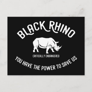 Brevkort för djurskydd i svart rhino vykort