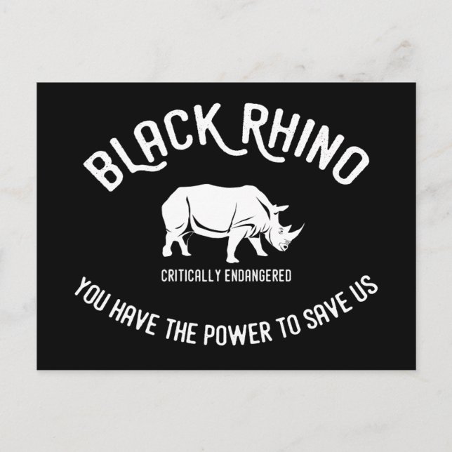 Brevkort för djurskydd i svart rhino vykort (Framsida)