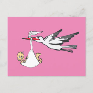 Brevkort för födelsedagseftergift Stork & Flicka Vykort