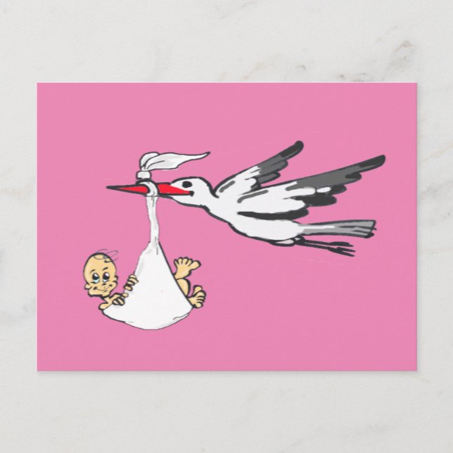 Brevkort för födelsedagseftergift Stork & Flicka Vykort (Framsida)