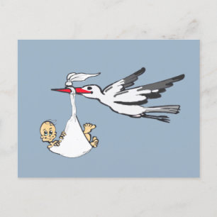 Brevkort för födelsedagseftergift Stork & Pojke Vykort