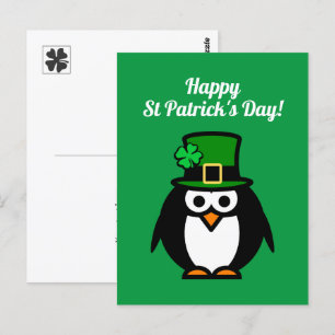 Brevkort för leprechaun penguin St patrick's day Vykort
