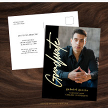 Brevkort för Modern Studenten-inbjudan till Black 