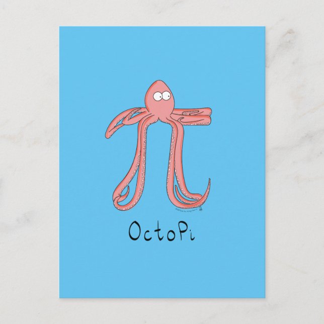 Brevkort för Octopus Cute Math Pi Day Vykort (Framsida)