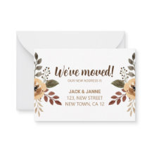 Brevkort för vattenfärg i botaniskt Vi har flyttat