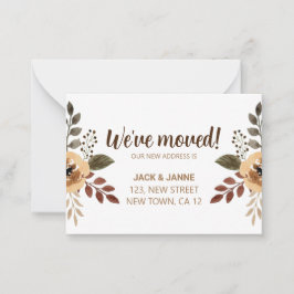 Brevkort för vattenfärg i botaniskt Vi har flyttat Anteckningskort