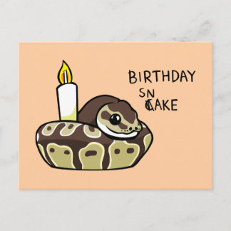 Brevkort från Birthday Snake Cute Boll Python Teck Vykort