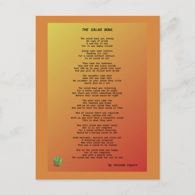 Brevkort från Salad Bowl Vykort (Framsida)