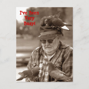 Brevkort Hälsning roligt duvor fåglar på människa Vykort