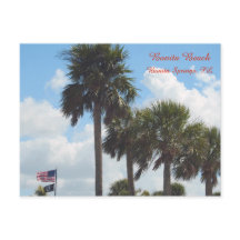 Brevkort med Handflatan Träd på stranden